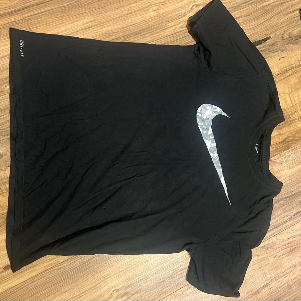 Nike Black Dri-Fit T-Shirt with Camo Logo